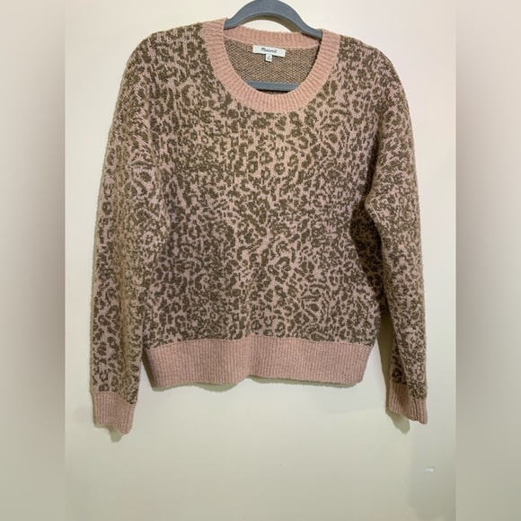 Madewell Shrunken Pullover Sweater in Leopard Pink Medium - Picture 12 of 12
